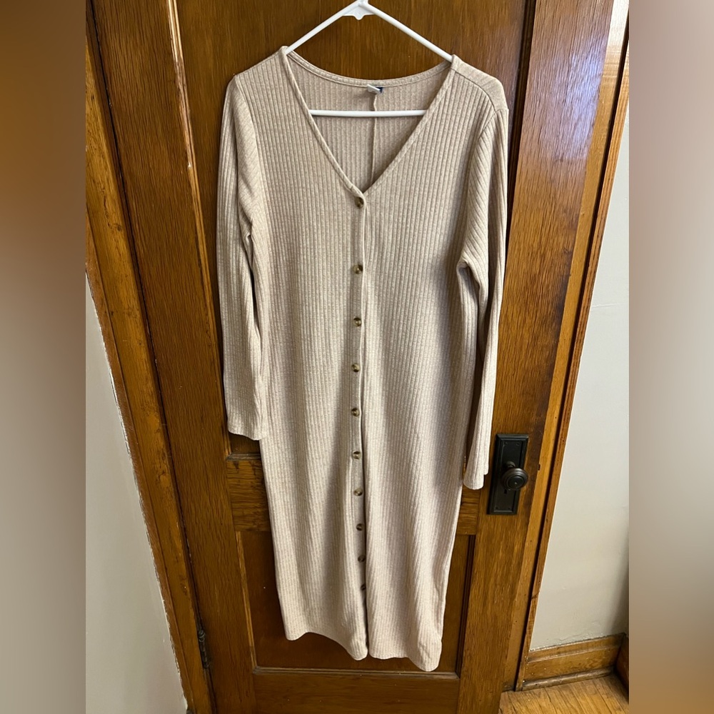 Cream Colored Button Front Dress